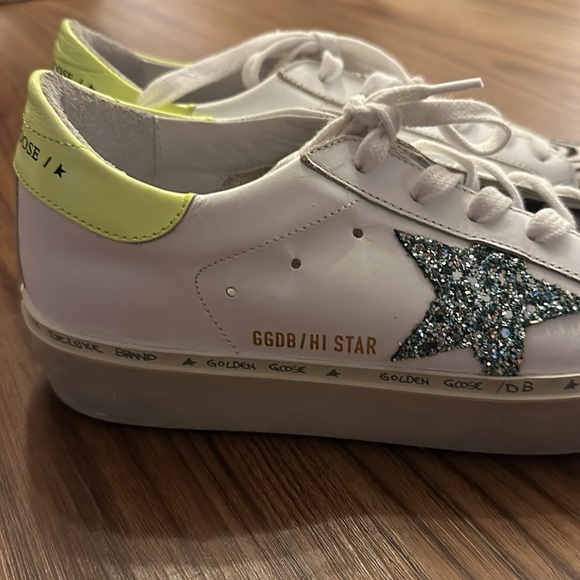 Golden Goose All Hi Star Sneakers with Light Blue Glitter Star and Zebra Print - Picture 11 of 11